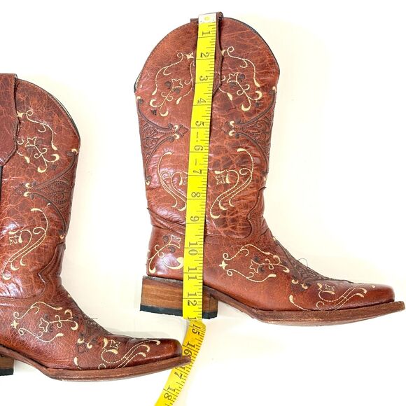 Circle G Womens Boots 7 M Tan Brown Embroidered Cowboy Western Rodeo Festival - Picture 11 of 12